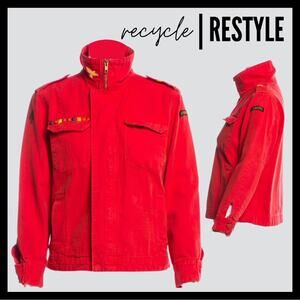 Current/Elliott Red Military Utility Jacket